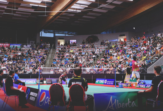 Badminton in the WinSport Event Centre