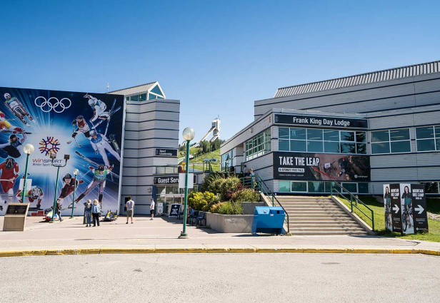 Outside view of the Frank King Day Lodge at WinSports Canada Olympic Park