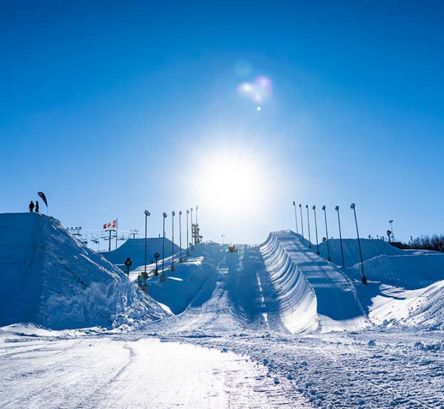 WinSport Ski hill half pipe and slopestyle line