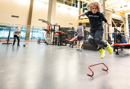 young teens training in the high performance training centre at winsport
